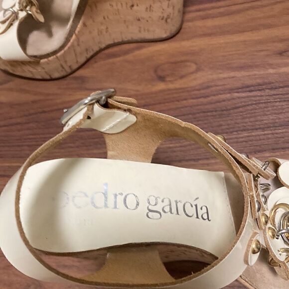 Pedro Garcia Sandal with Cork Wedge, Ankle Strap and Circle Ornaments. Size 38.5 - Picture 7 of 10